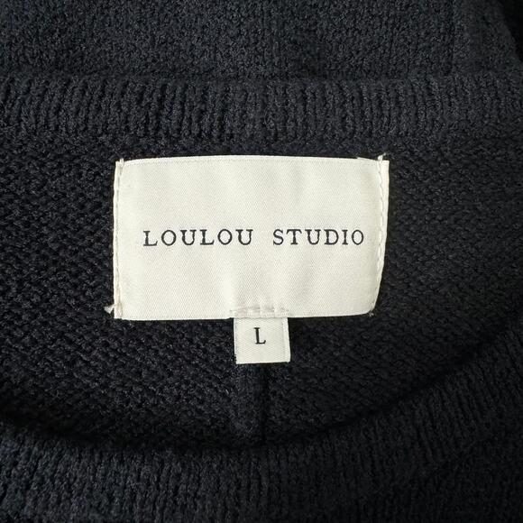 LouLou Studio Soria Black Sleeveless Knit Fringe Top Size L Minimalist Paris - Picture 8 of 9